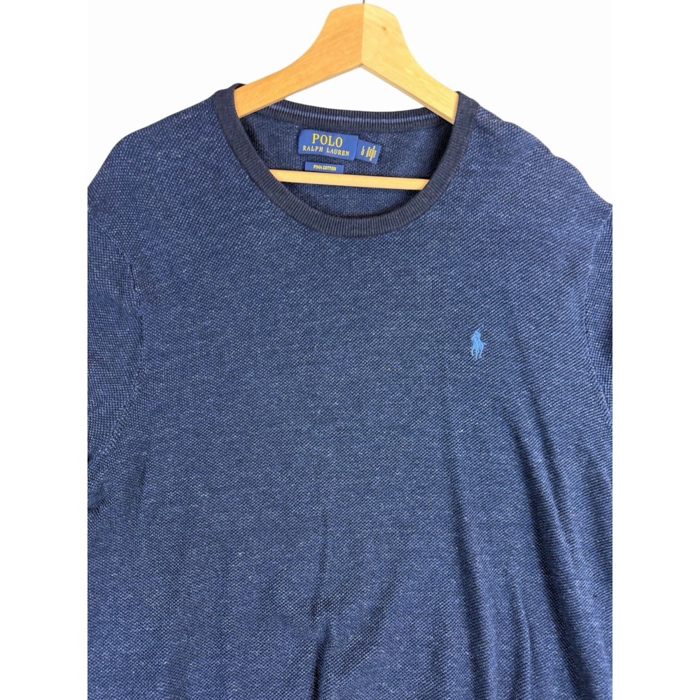 Polo Ralph Lauren Pima Cotton Sweater Men's Large Blue Pony Crewneck